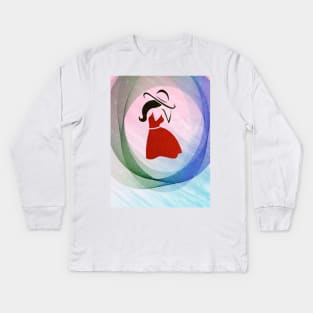 Woman in Red Kids Long Sleeve T-Shirt